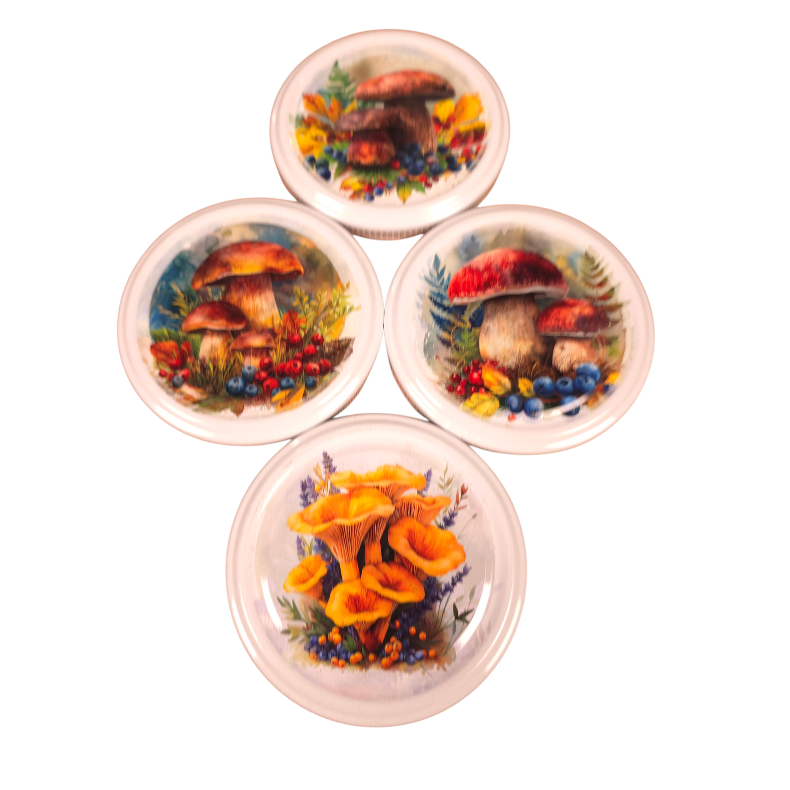 Twist-Off-Deckel Ø82 mm Deckel für Gläser Schraubdeckel Ersatzdeckel Verschlussdeckel Pilze Aquarell Mix zum Einkochen Einmachen