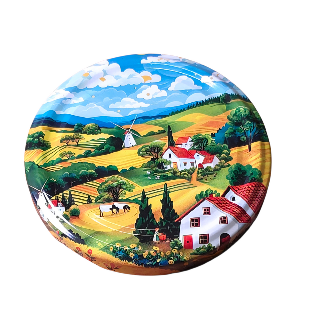 Twist-Off-Deckel Ø82 mm Bauernhof Landschaft Motiv Mix