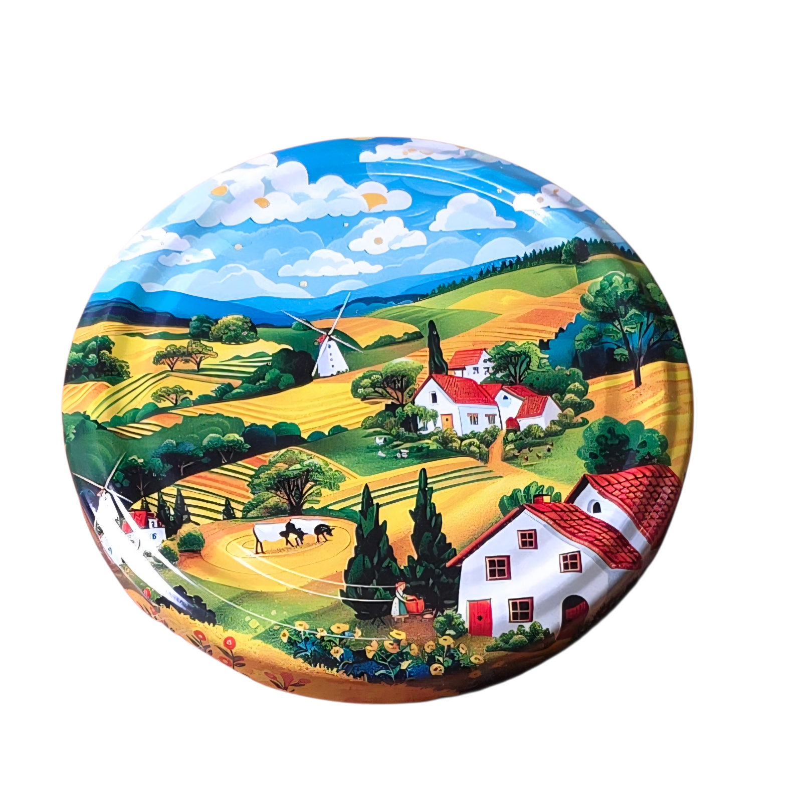 Twist-Off-Deckel Ø82 mm Bauernhof Landschaft Motiv Mix