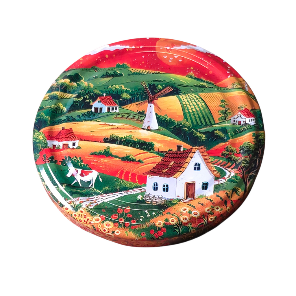 Twist-Off-Deckel Ø82 mm Bauernhof Landschaft Motiv Mix