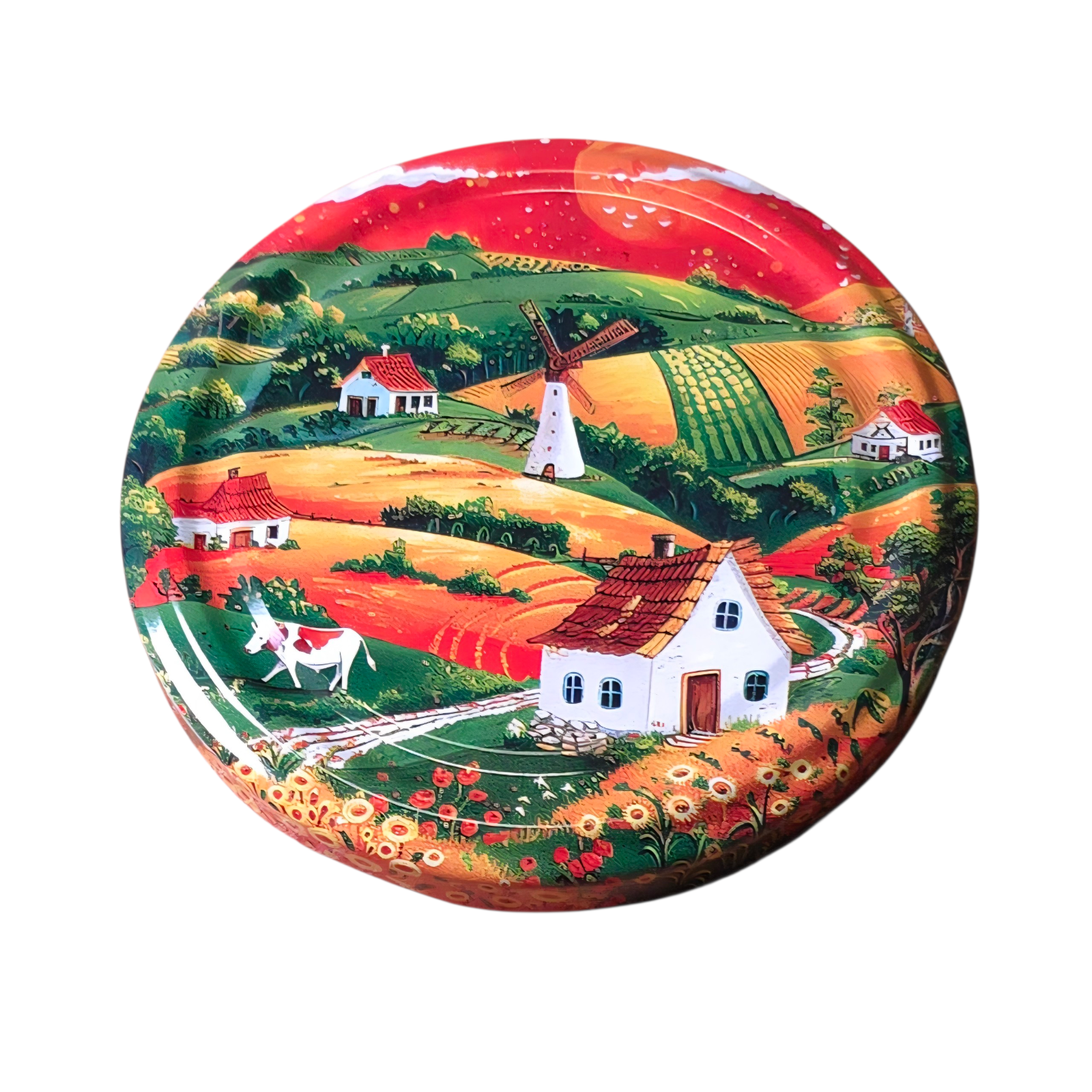 Twist-Off-Deckel Ø82 mm Bauernhof Landschaft Motiv Mix
