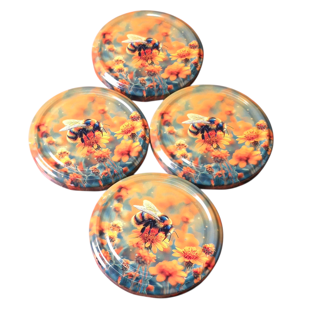 Twist-Off-Deckel Ø82 mm Deckel für Gläser Schraubdeckel Ersatzdeckel Verschlussdeckel Bienen Blumen Motiv Mix zum Einkochen Einmachen