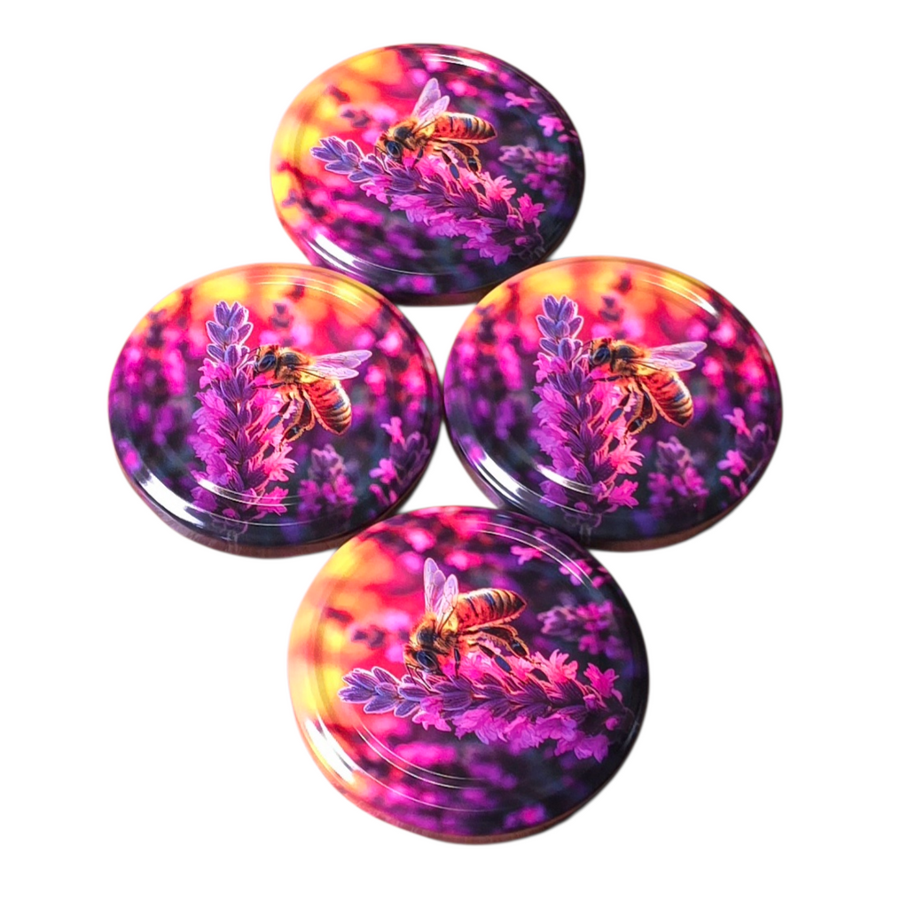 Twist-Off-Deckel Ø82 mm Deckel für Gläser Schraubdeckel Ersatzdeckel Verschlussdeckel Bienen Blumen Motiv Mix zum Einkochen Einmachen