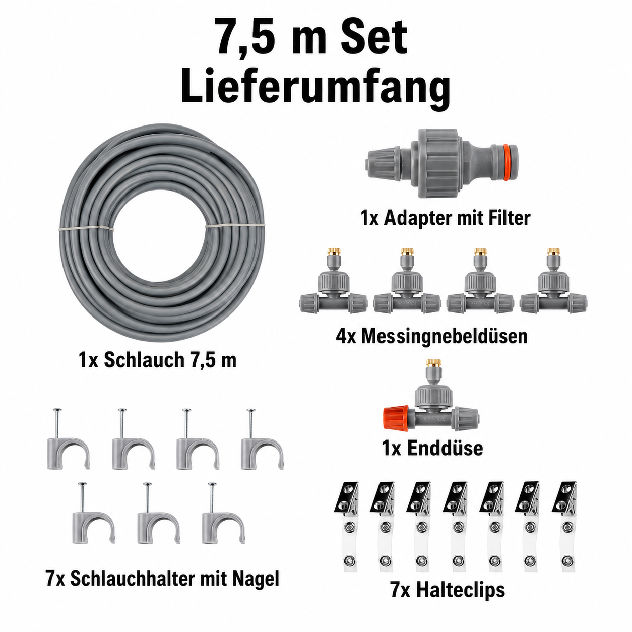 Gartennebel Set Sprühnebel-System Wassernebelanlage mit Messingnebeldüsen für Terrasse Balkon Garten Pavillon Pergola – Nebelkühlung bis zu 12 °C