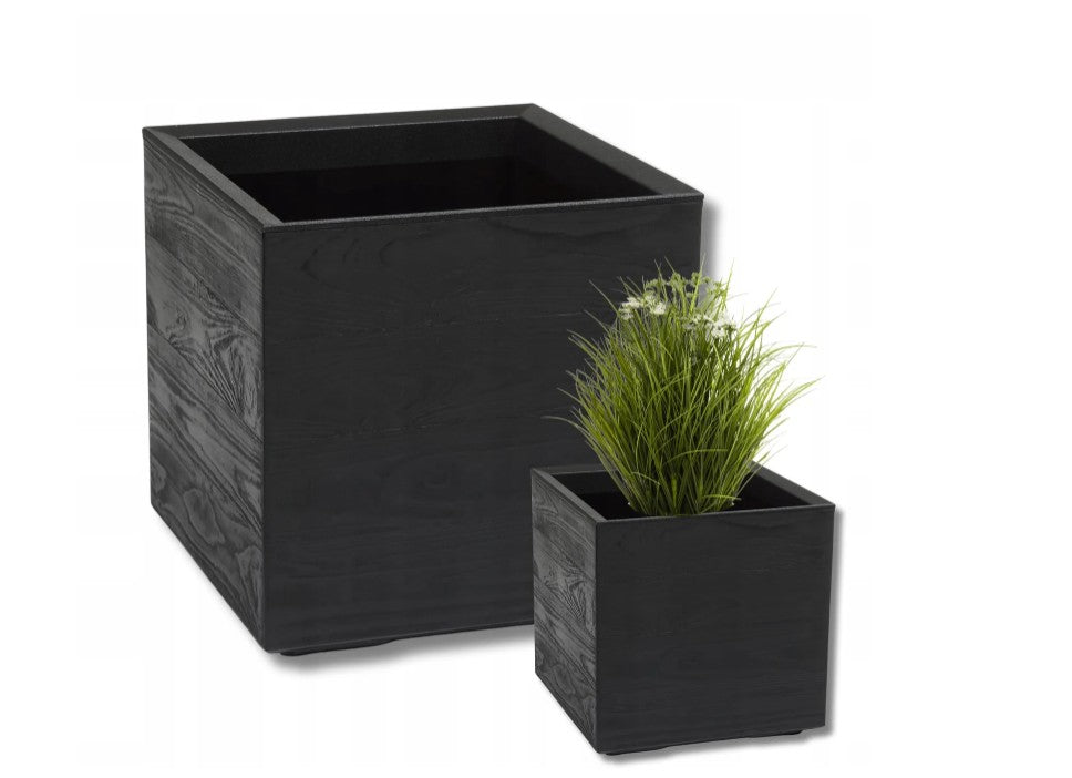 Pflanzkübel Holzoptik mit Rollen quadratisch rechteckig Blumenkasten