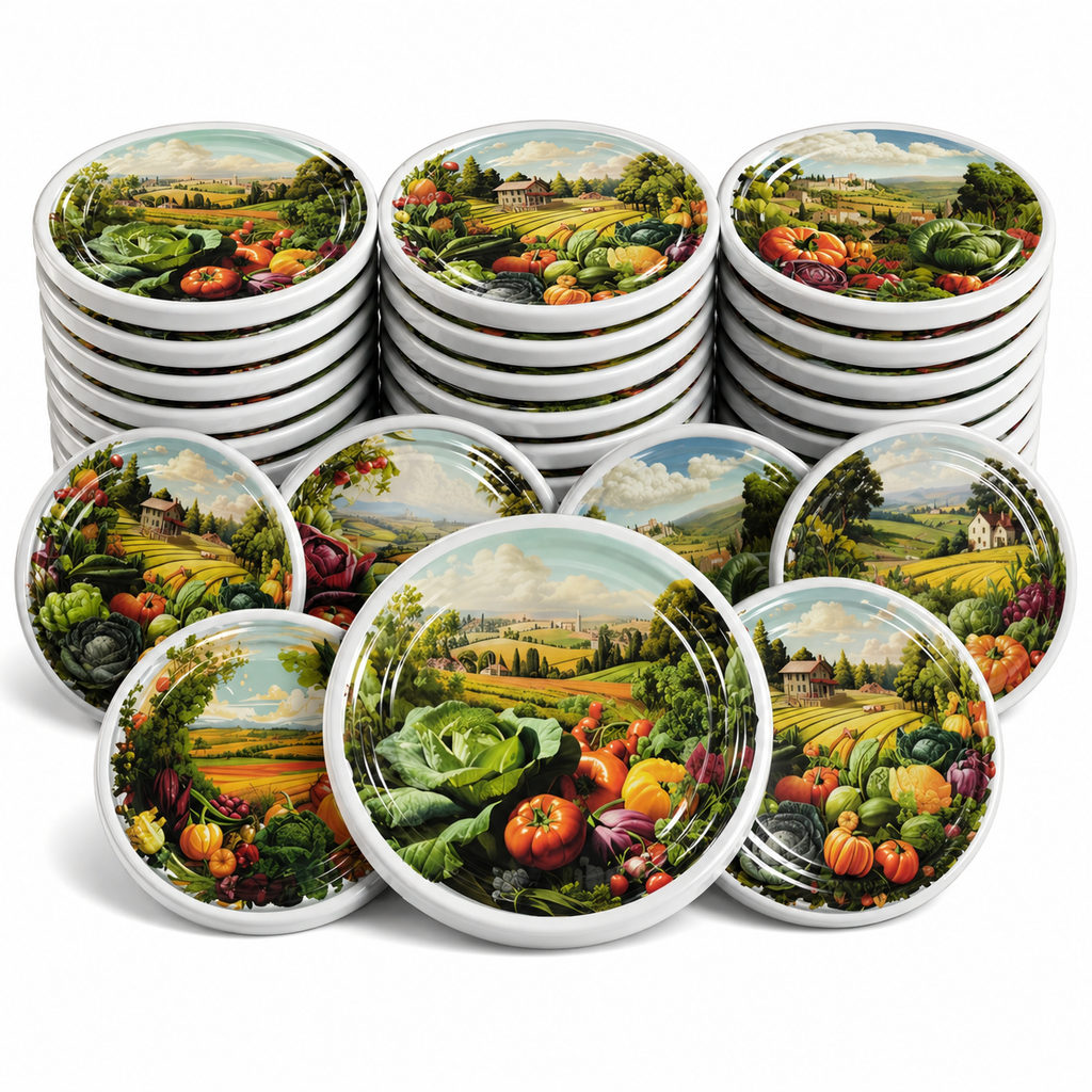 Twist-Off-Deckel Ø82 mm Deckel für Gläser Schraubdeckel Ersatzdeckel Verschlussdeckel Gemüse Garten Landschaft Mix zum Einkochen Einmachen
