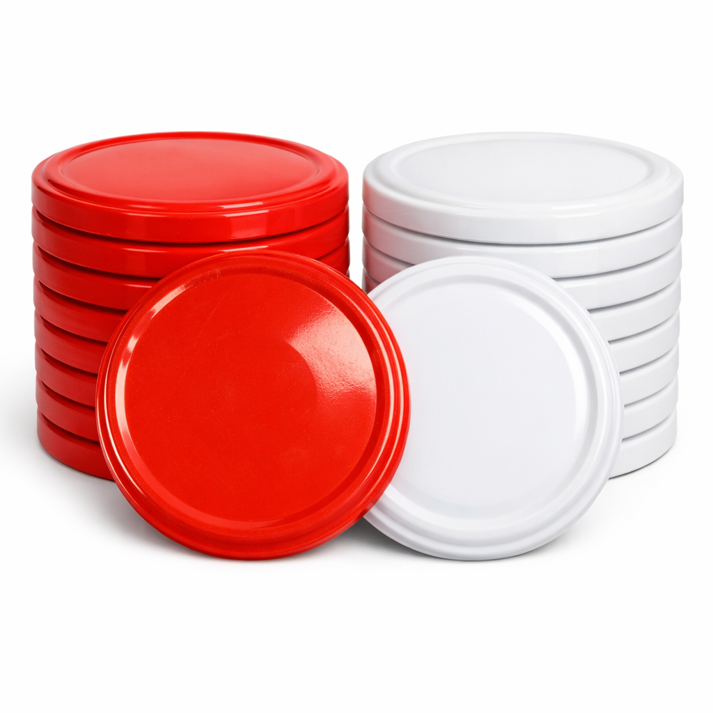 MagMaOnline Twist-Off-Deckel Ø82 mm Weiß Rot Schraubdeckel Einmachdeckel