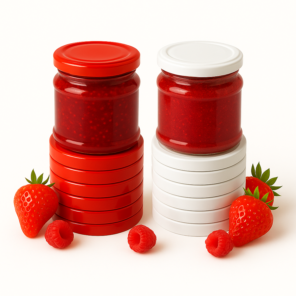 MagMaOnline Twist-Off-Deckel Ø82 mm Weiß Rot Schraubdeckel Einmachdeckel