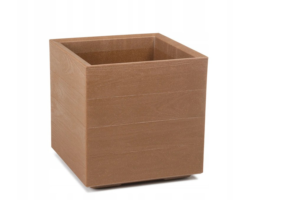 Pflanzkübel Holzoptik mit Rollen quadratisch rechteckig Blumenkasten