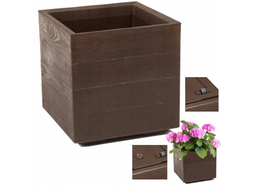 Pflanzkübel Holzoptik mit Rollen quadratisch rechteckig Blumenkasten