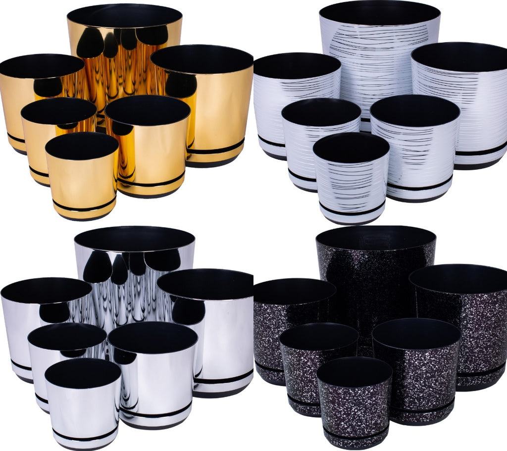 Blumentopf mit Untersetzer – rund, modern, 7 Größen