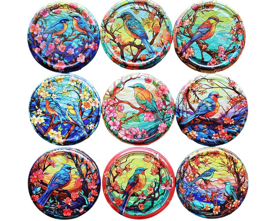 Twist-Off-Deckel Ø82 mm – Limitierte Edition Vögel – Glasmalerei
