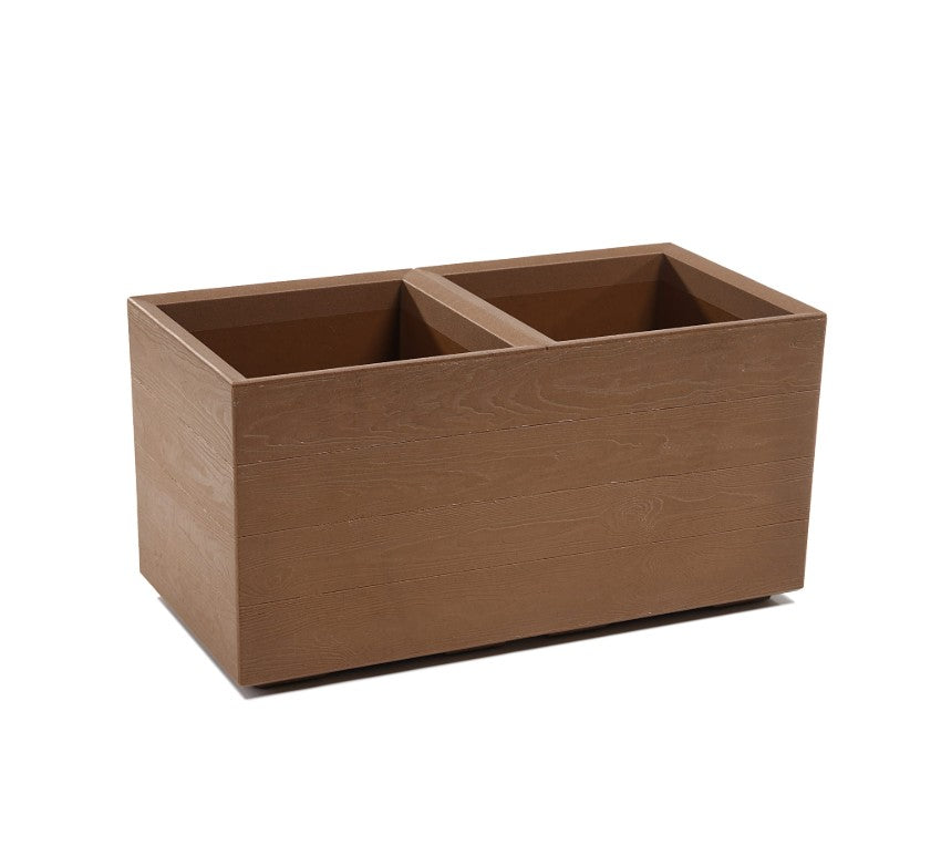 Pflanzkübel Holzoptik mit Rollen quadratisch rechteckig Blumenkasten