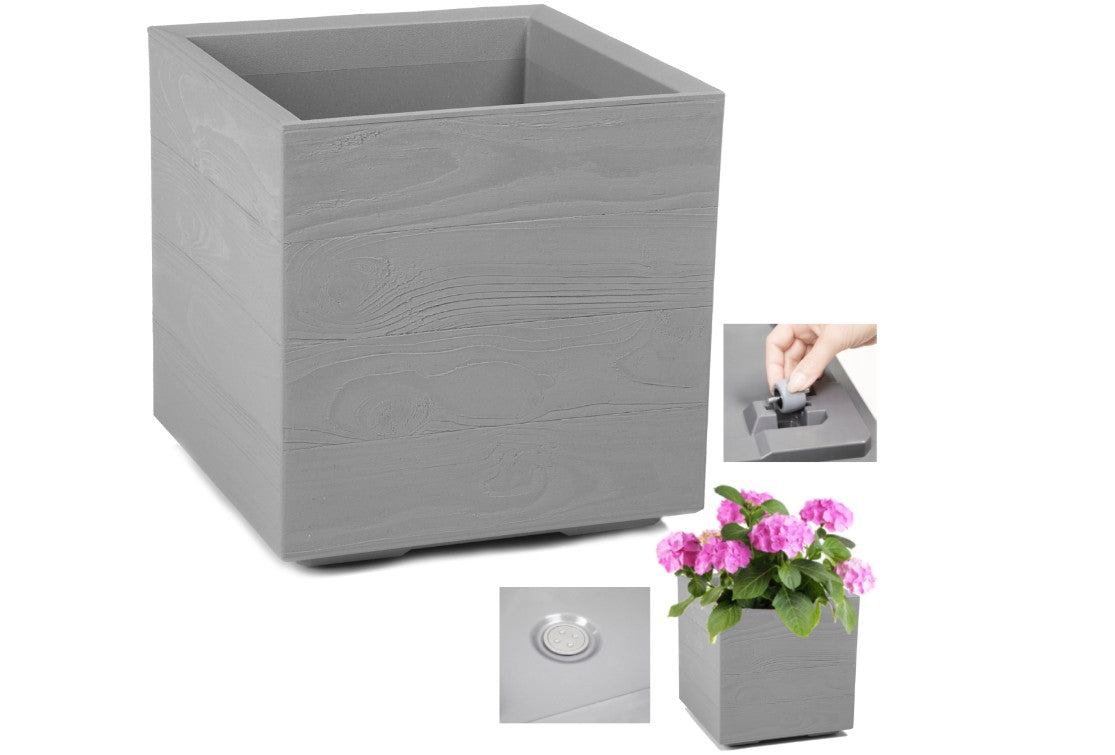 Pflanzkübel Holzoptik mit Rollen quadratisch rechteckig Blumenkasten