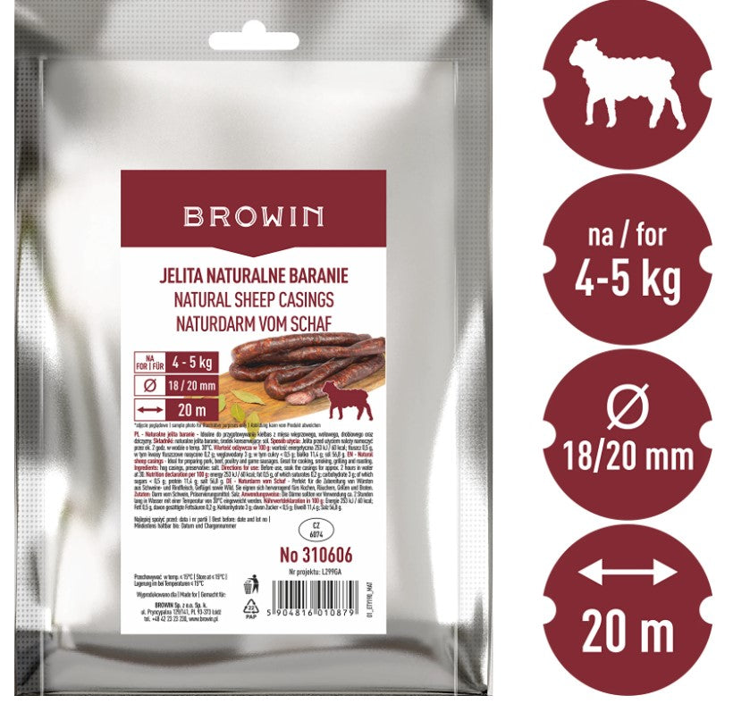 Naturdärme für Wurst – Schaf 18/20 & Schwein 28/30 – 20 m